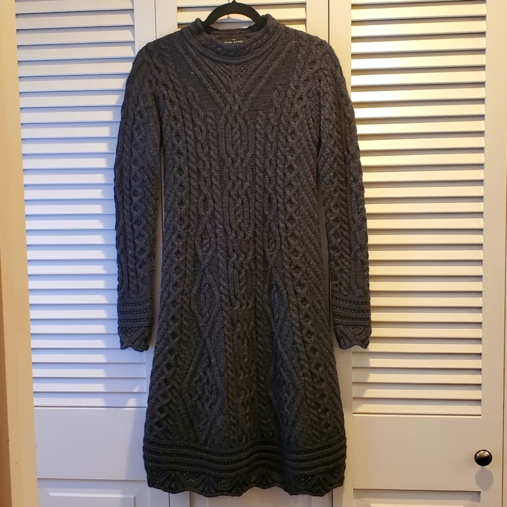 👗 Aran Pattern Wool Sweater Dress 👗